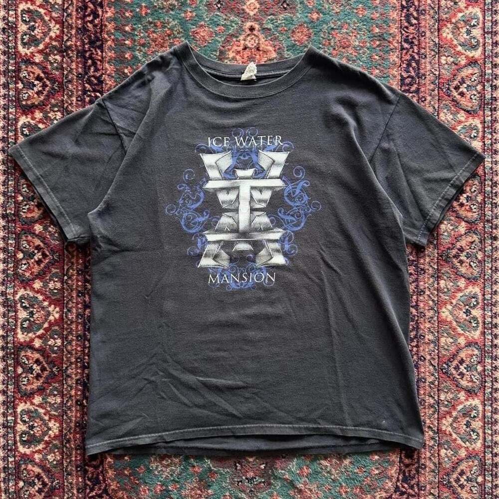 Anvil 2000s Ice Water Mansion Band T-Shirt Large Faded Black Metal